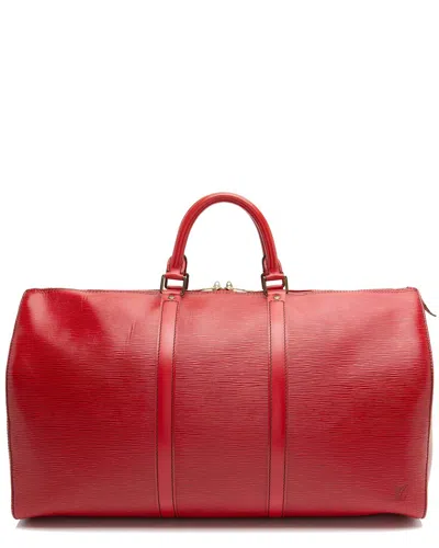 Pre-owned Louis Vuitton Red Epi Leather Keepall 50 (authentic Pre-loved)