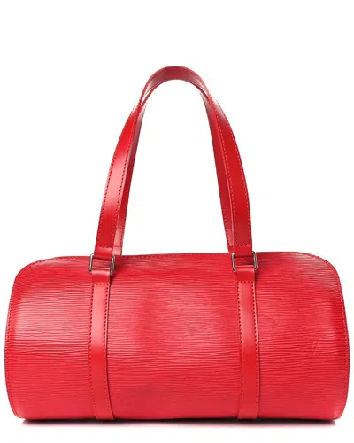 Pre-owned Louis Vuitton Red Epi Leather Soufflot With Pouch (authentic )