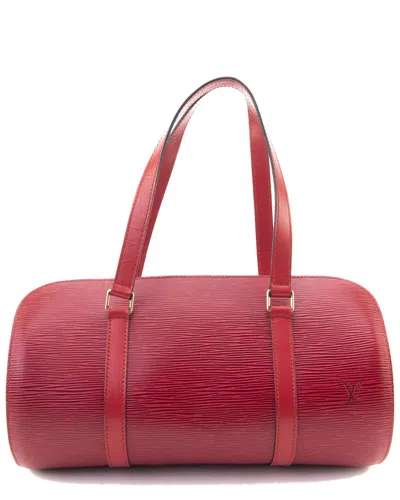 Pre-owned Louis Vuitton Red Epi Leather Soufflot With Pouch (authentic )