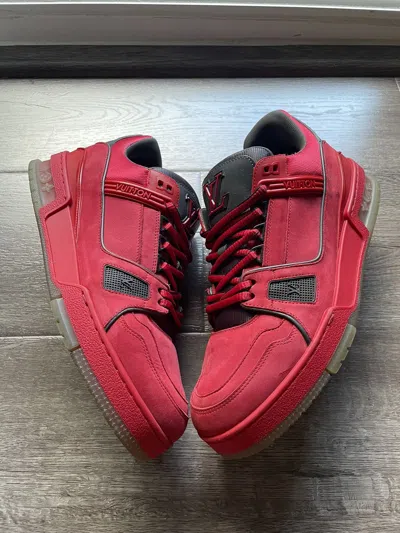 Pre-owned Louis Vuitton Red Grey Og Trainer Sneaker
