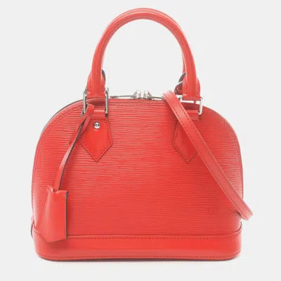 Pre-owned Louis Vuitton Red Leather Bb Alma Satchel Bag