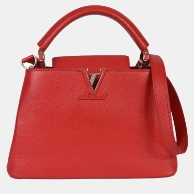 Pre-owned Louis Vuitton Red Leather Bb Capucines Top Handle Bags