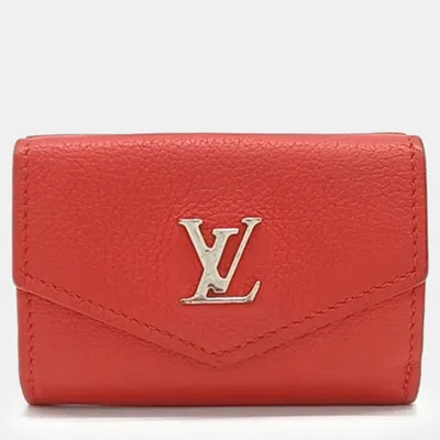 Pre-owned Louis Vuitton Red Leather Lock Mini Wallet