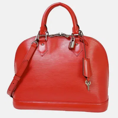 Pre-owned Louis Vuitton Red Leather Pm Alma Satchel Bag