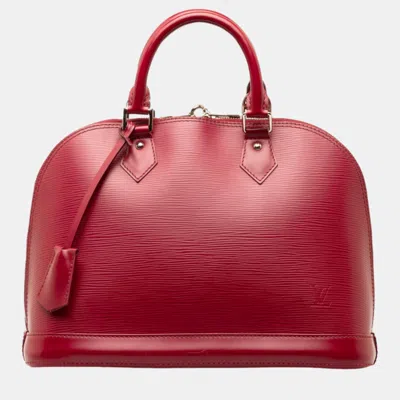 Pre-owned Louis Vuitton Red Leather Xs Alma Satchels