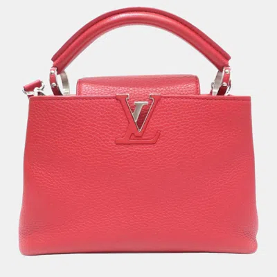 Pre-owned Louis Vuitton Red Leather Xs Capucines Top Handle Bags
