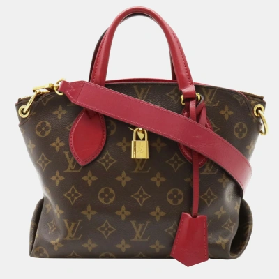 Pre-owned Louis Vuitton Red Monogram Canvas Flower Zipped Tote Bag