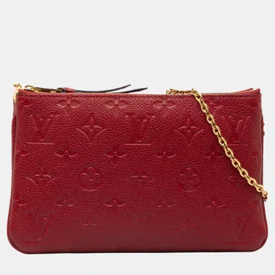 Pre-owned Louis Vuitton Red Monogram Empreinte Double Zip Pochette