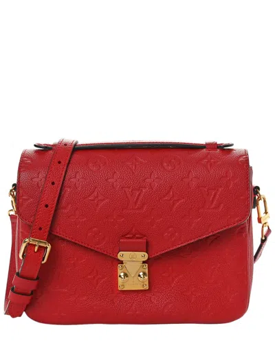 Pre-owned Louis Vuitton Red Monogram Empreinte Leather Pochette Metis (authentic )