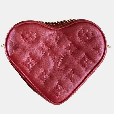 Pre-owned Louis Vuitton Red Monogram Leather Fall In Love Sac Coeur Heart Chain Bag