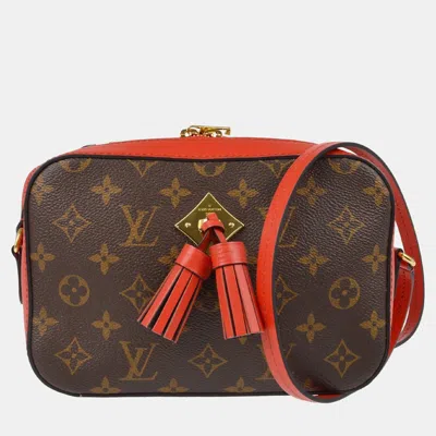 Pre-owned Louis Vuitton Red Monogram Saintonge Shoulder Bag In Brown
