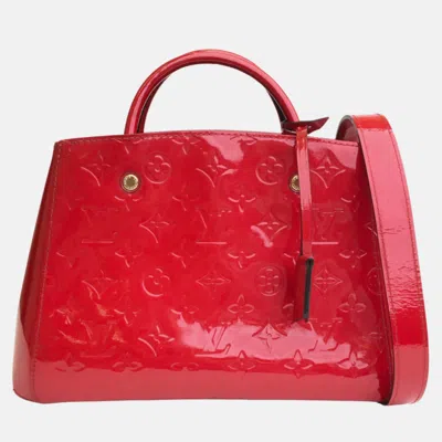Pre-owned Louis Vuitton Red Monogram Vernis Leather Montaigne Bb Shoulder Bag