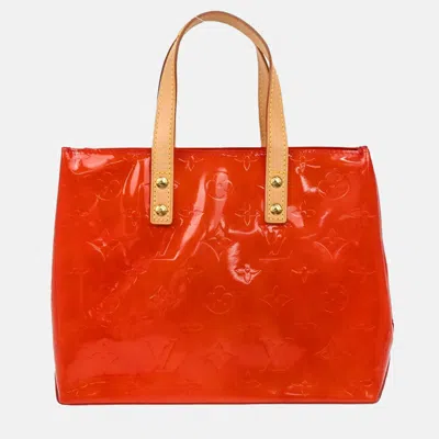 Pre-owned Louis Vuitton Red Monogram Vernis Leather Reade Pm Tote Bag