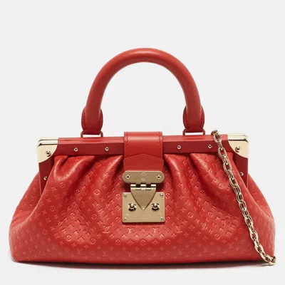 Pre-owned Louis Vuitton Red Nanogram Leather Clutch