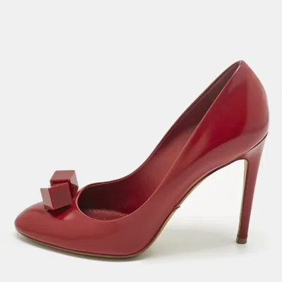 Pre-owned Louis Vuitton Red Patent Leather Dice Pumps Size 37
