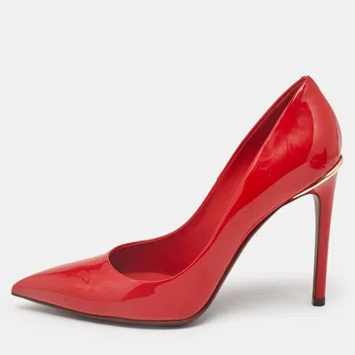 Pre-owned Louis Vuitton Red Patent Leather Eyeline Pointed Toe Pumps Size 37.5