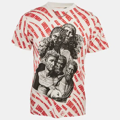 Pre-owned Louis Vuitton Red Printed Jersey Crew Neck T-shirt M