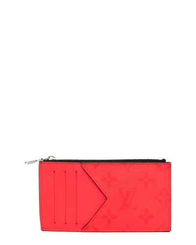 Pre-owned Louis Vuitton Red Taigarama Coin Purse (authentic Pre-loved)