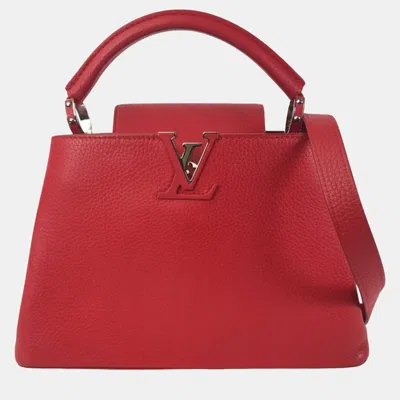 Pre-owned Louis Vuitton Red Taurillon Capucines Bb