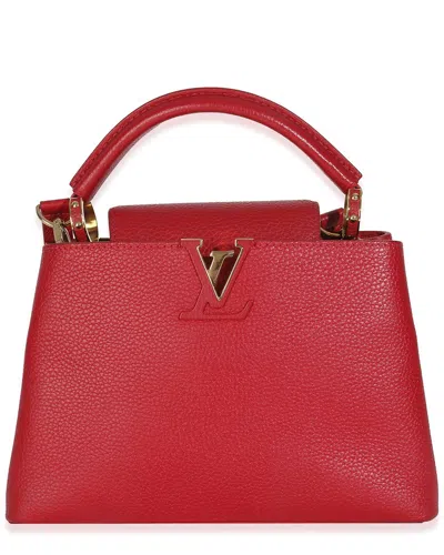 Pre-owned Louis Vuitton Red Taurillon Leather Capucines Bb (authentic Pre-loved)