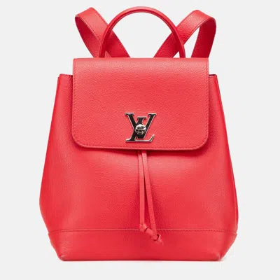 Pre-owned Louis Vuitton Red Taurillon Lockme Backpack