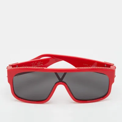 Pre-owned Louis Vuitton Red Z1260w 1.1 Millionaires Shield Sunglasses In Grey