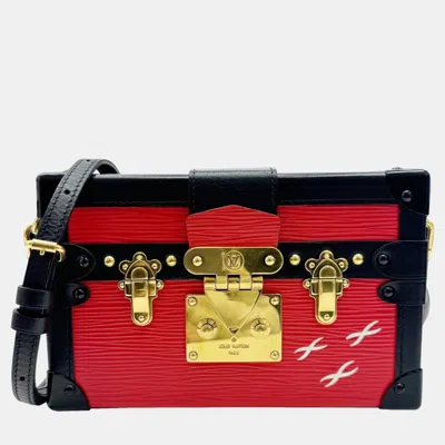 Pre-owned Louis Vuitton Red/black Epi Petite Malle Trunk Clutch