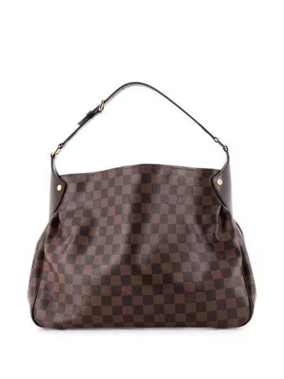 Pre-owned Louis Vuitton Reggia Handbag Damier Hobo Bag In Brown