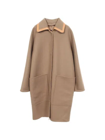 Pre-owned Louis Vuitton Removable Collar Double-faced Coat In Brown