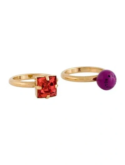 Pre-owned Louis Vuitton Resin & Crystal Cosmopolitan Ring Set Of 2 In Multi