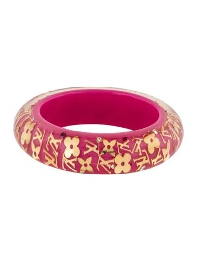 Pre-owned Louis Vuitton Resin & Crystal Wide Inclusion Bangle Bracelet, 7.5"