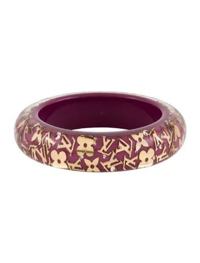 Pre-owned Louis Vuitton Resin & Crystal Wide Inclusion Bangle Bracelet, 7.75"