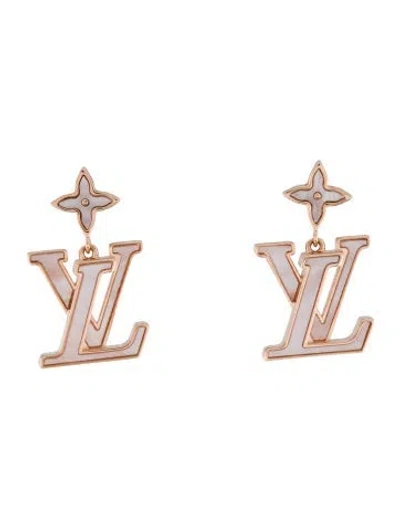 Pre-owned Louis Vuitton Resin Lady Lv Pearlescent Drop Earrings In Multicolor