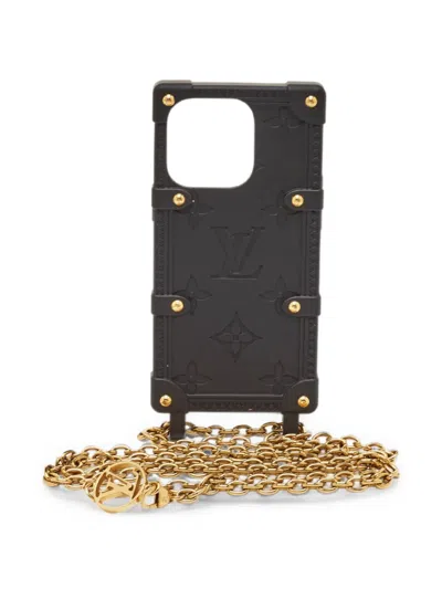 Pre-owned Louis Vuitton Re-trunk Monogram Chain Iphone 14 Pro Case In Black