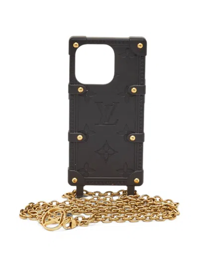 Pre-owned Louis Vuitton Re-trunk Monogram Iphone 14 Pro Chain Case In Black
