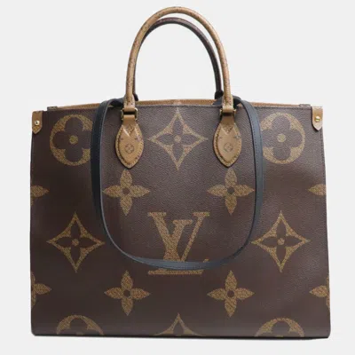 Pre-owned Louis Vuitton Reverse Monogram Canvas Giant Onthego Gm Tote Bag In Brown