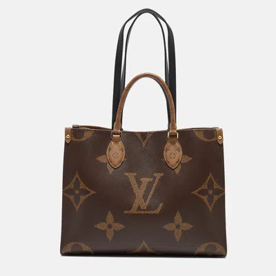 Pre-owned Louis Vuitton Reverse Monogram Canvas Giant Onthego Mm Bag In Brown