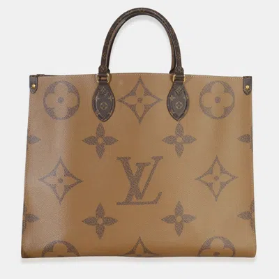 Pre-owned Louis Vuitton Reverse Monogram Canvas Onthego Gm In Brown