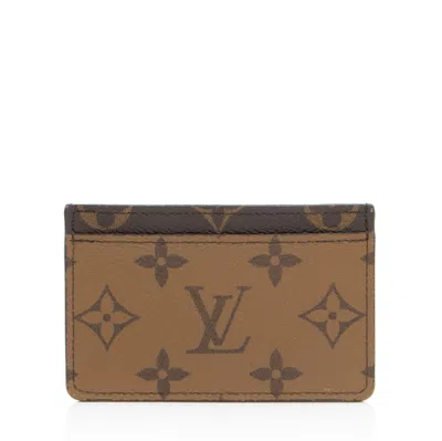 Pre-owned Louis Vuitton Reverse Monogram Card Holder In Brown