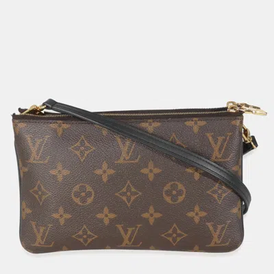 Pre-owned Louis Vuitton Reverse Monogram Giant Canvas Double Zip Pochette In Brown