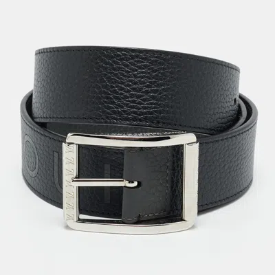 Pre-owned Louis Vuitton Reversible Buckle 90 Cm Belt Black/grey Taurillion Leather