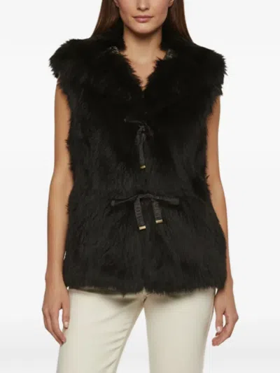 Pre-owned Louis Vuitton Reversible Hooded Lamb-fur Gilet In Black