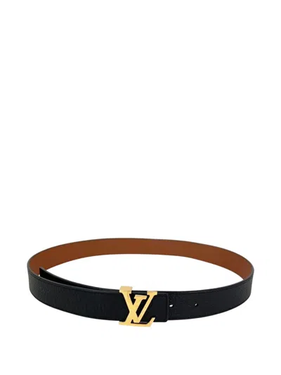 Pre-owned Louis Vuitton Reversible Leather Belt In Black