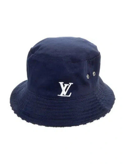 Pre-owned Louis Vuitton Reversible Terry Cloth Bucket Hat In Blue