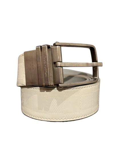 Pre-owned Louis Vuitton Reversible White Damier Belt In Neutrals