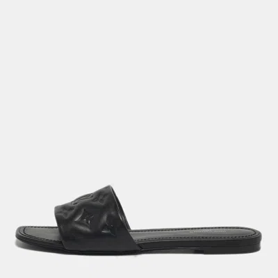 Pre-owned Louis Vuitton Revival Size 39 Black Leather Flat Slide