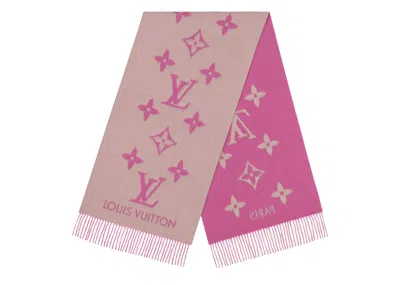 Pre-owned Louis Vuitton Reykjavik Scarf In White Rose Pink