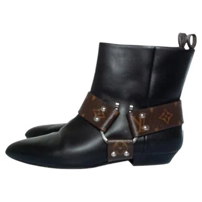 Pre-owned Louis Vuitton , Rhapsody Leather Ankle Boots In Black