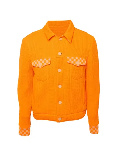 Pre-owned Louis Vuitton Rib Knit Trucker Jacket In Orange