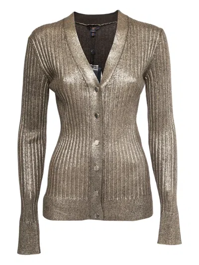 Pre-owned Louis Vuitton Ribbed Cardigan In Gold